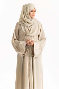 Nisa Georgette Embroidered Abaya With Dyed Chiffon Scarf WGB-KAB-22085