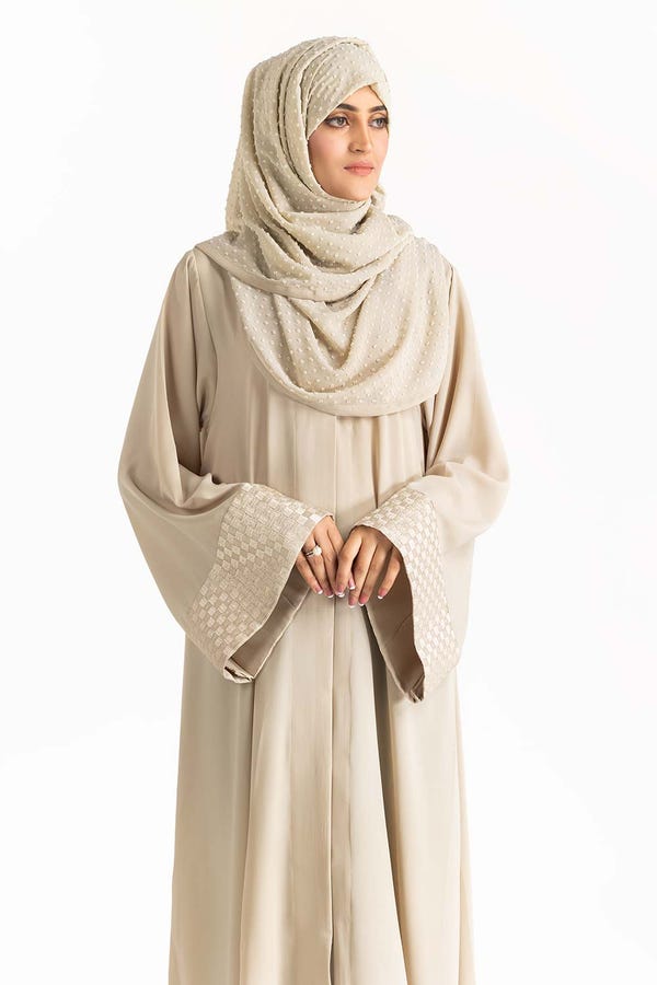 Nisa Georgette Embroidered Abaya With Dyed Chiffon Scarf WGB-KAB-22085