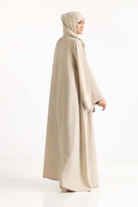 Nisa Georgette Embroidered Abaya With Dyed Chiffon Scarf WGB-KAB-22085