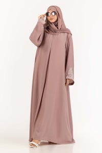 Nisa Georgette Embroidered Abaya With Dyed Scarf WGB-KAB-22088