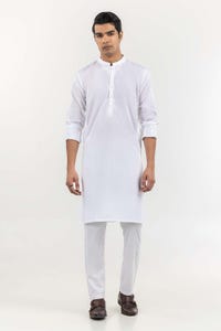 White Basic Kurta KR-EMB22-006