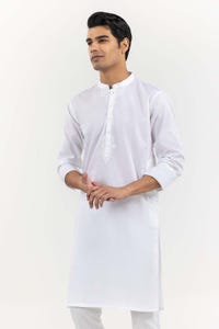 White Basic Kurta KR-EMB22-006