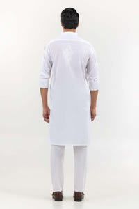 White Basic Kurta KR-EMB22-006