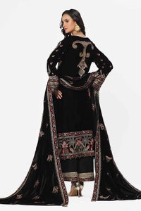 3 Piece Unstitched Embroidered Velvet Suit with Embroidered Velvet Dupatta WV-42002