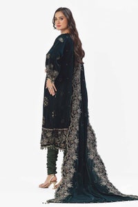 3 Piece Unstitched Embroidered Velvet Suit with Embroidered Velvet Dupatta WV-42005
