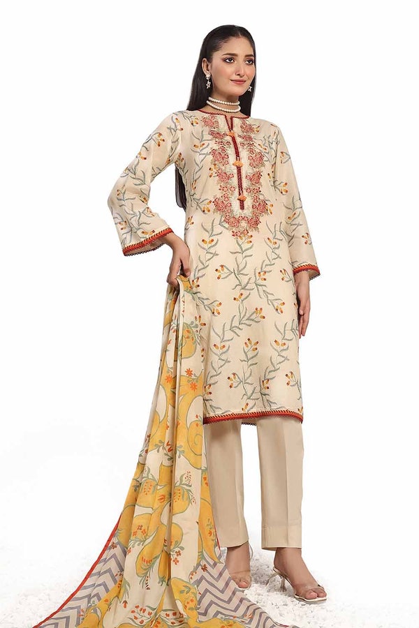 3 Piece Unstitched Embroidered Printed Lawn Suit CLP-32311