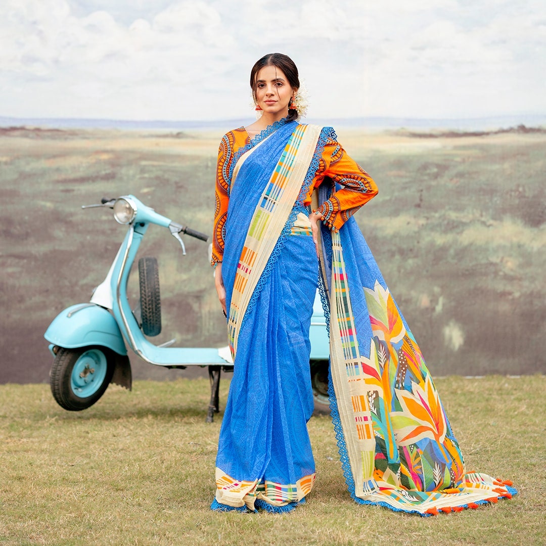 gulahmed-ideas-3-piece-unstitched-yellow-and-blue-denting-lawn-saree-blouse-dhoop-kinare