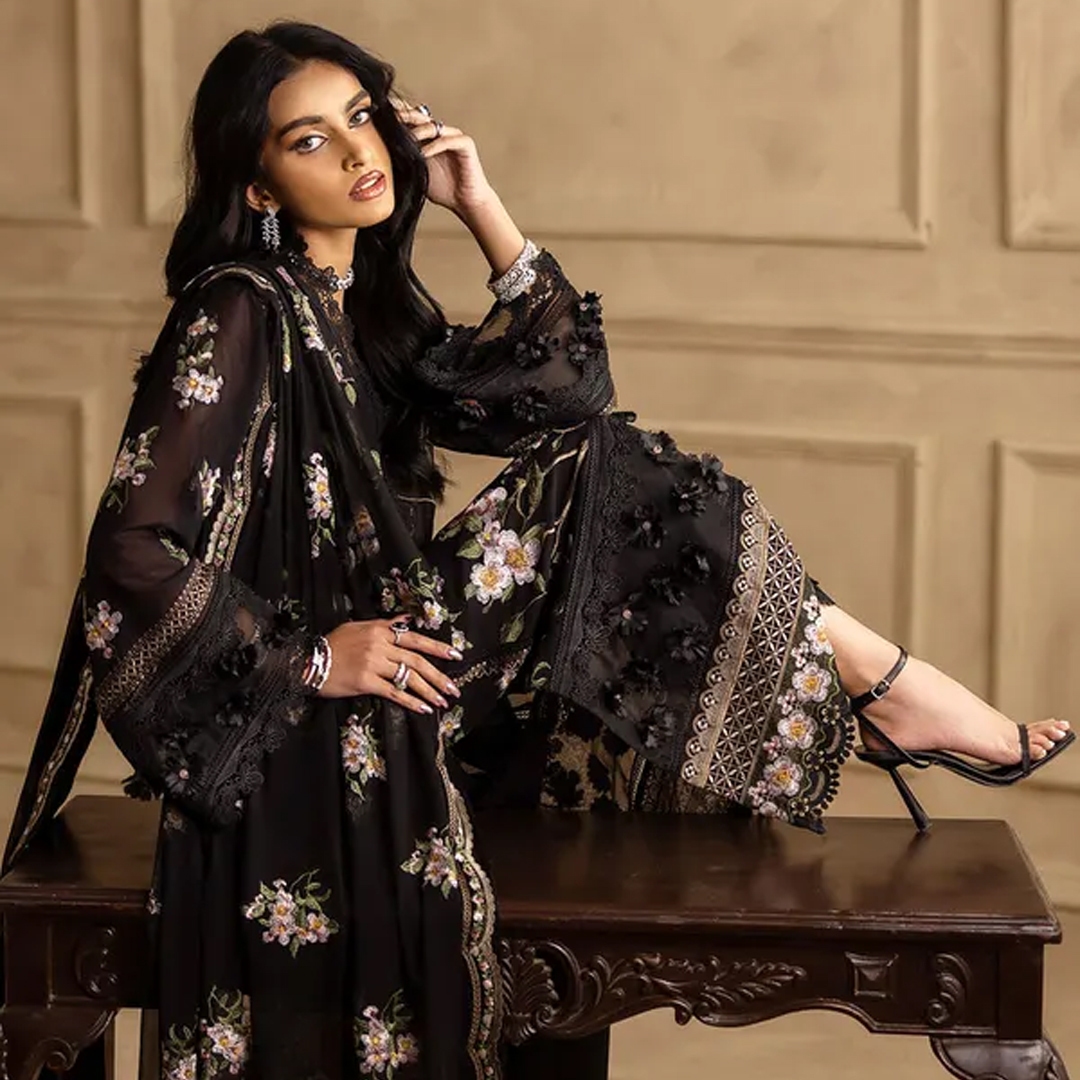 gulahmed ideas black unstitched 3 piece suit women