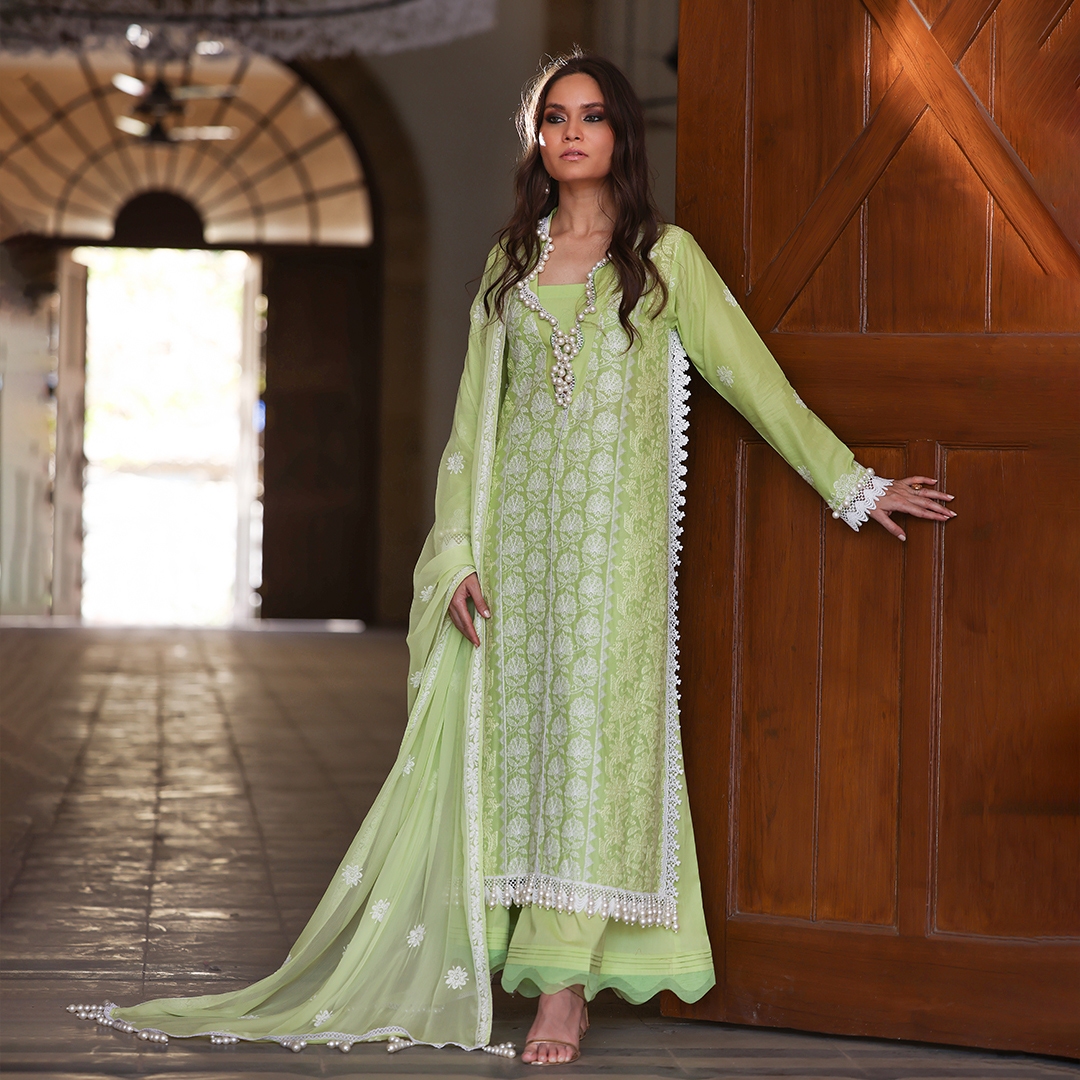 gulahmed ideas green unstitched 3 piece suit women