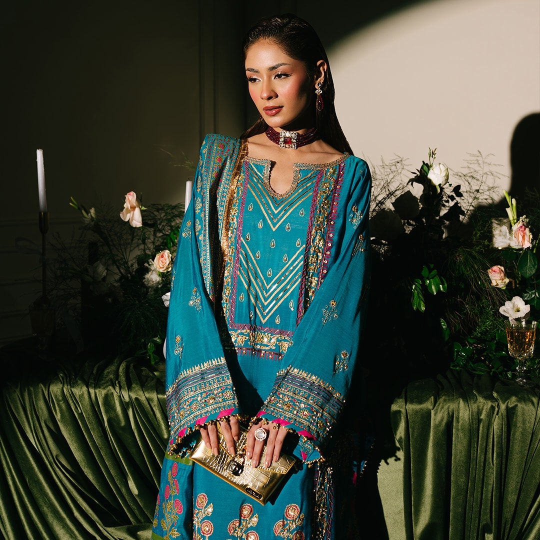 gulahmed ideas blue festive unstitched eid dress for women