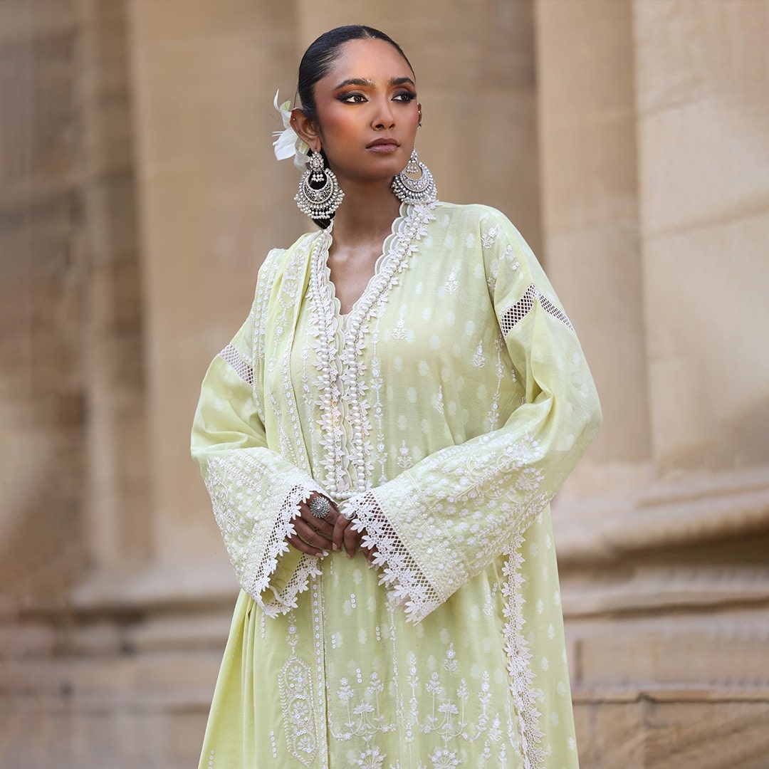 gulahmed ideas yellow chikankari unstitched suit for women