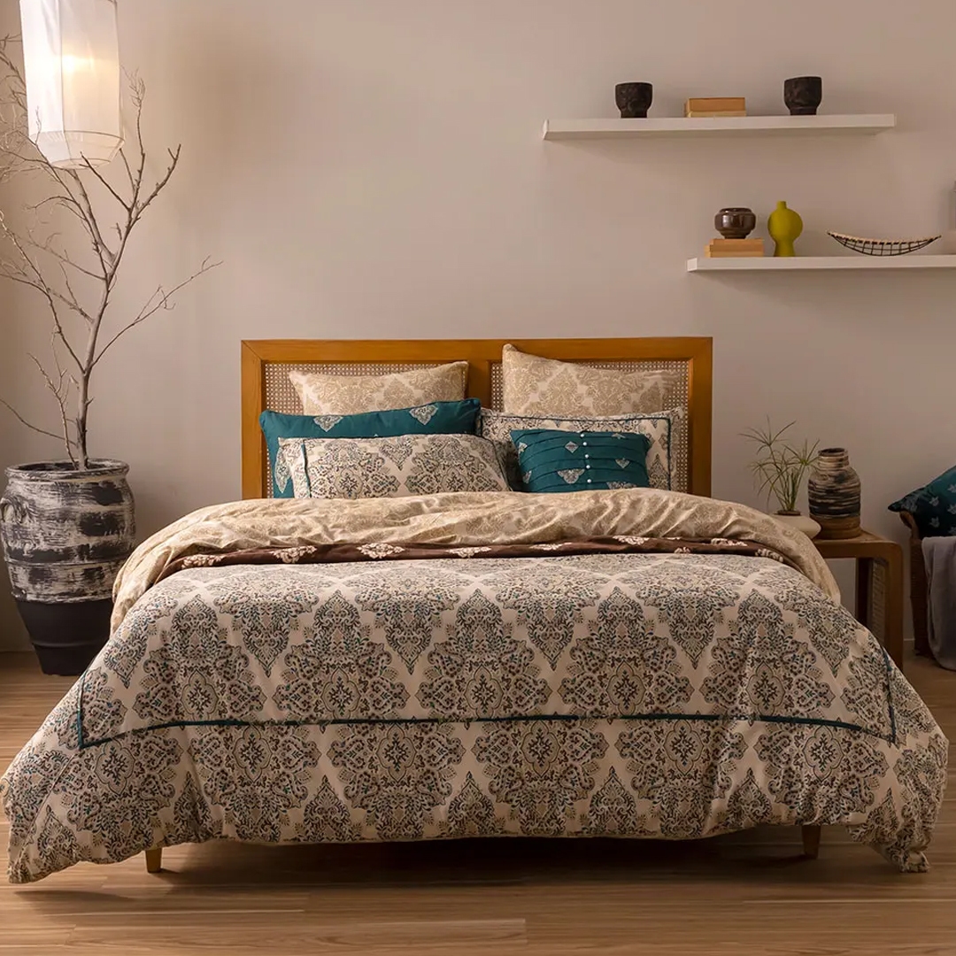 Gulahmed Ideas Cream Printed bed sheet