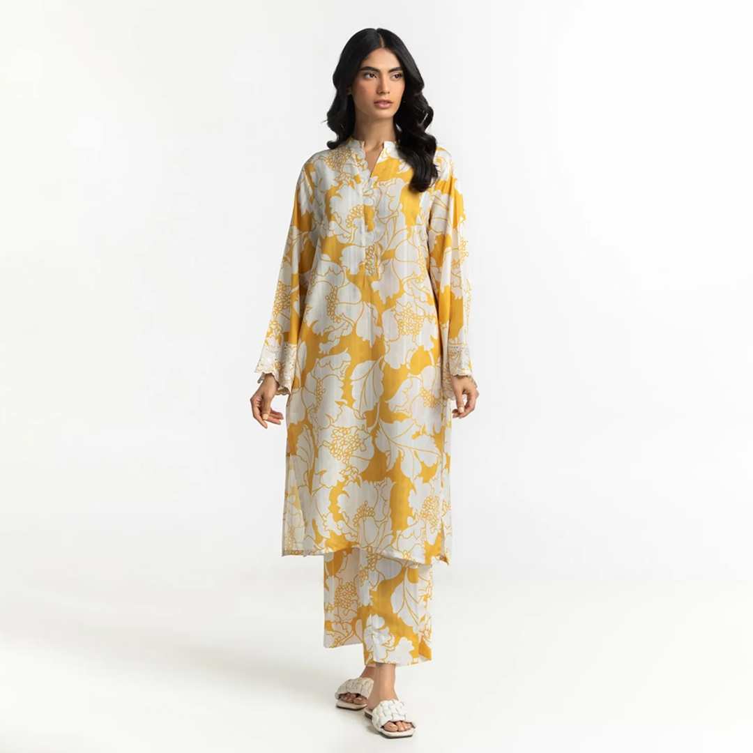 Beige Printed Ready to Wear Co Ord Set