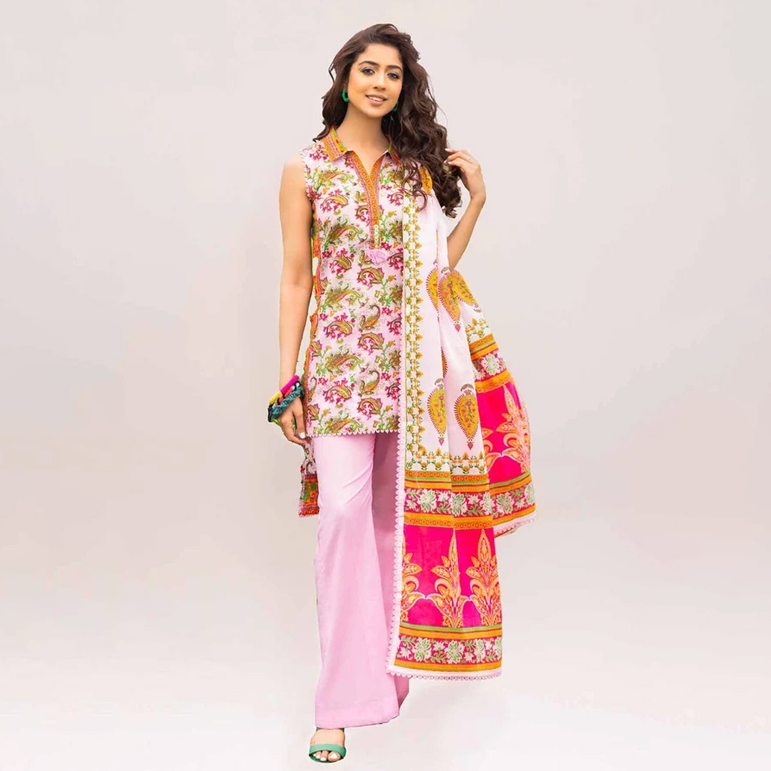 gulahmed sleeveless unstitched lawn suit on sale