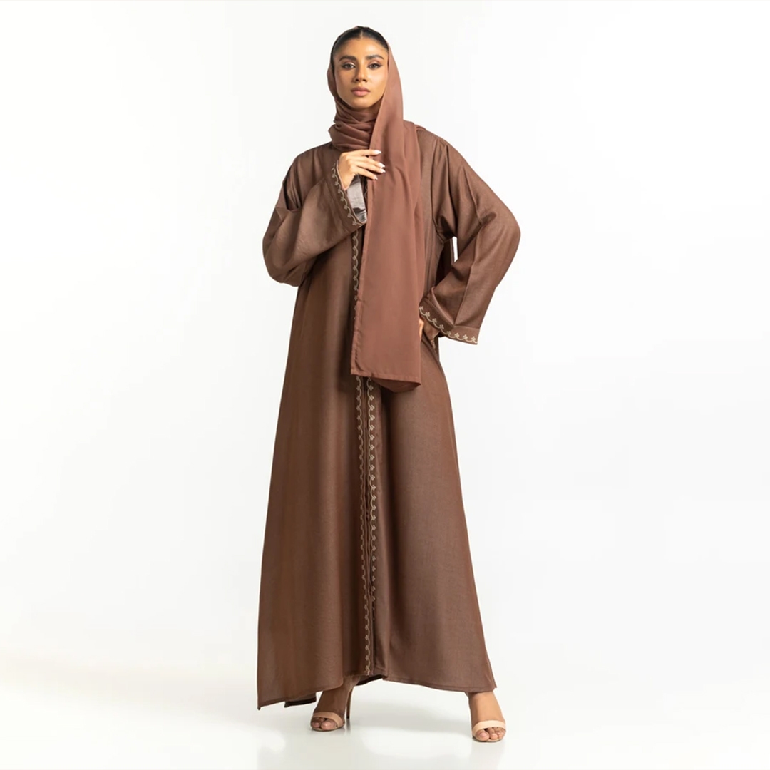 Blended Embroidered Abaya Design with Scarf