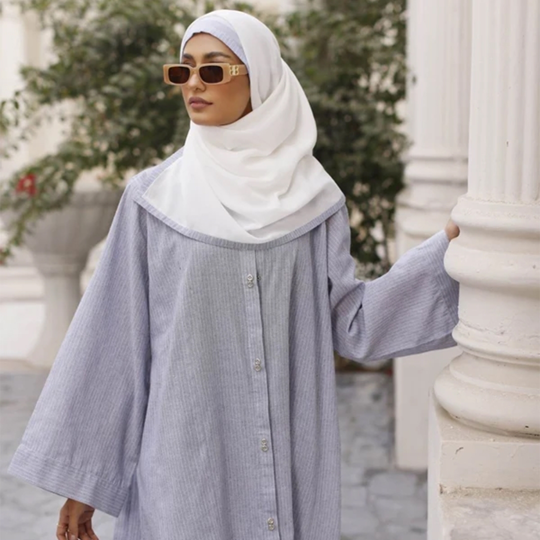 Nisa Stripes Abaya Design With Scarf